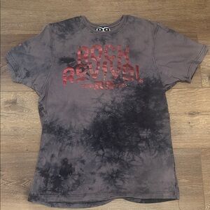 Rock Revival Men's Charcoal Tie-Dye Tee with Red Logo